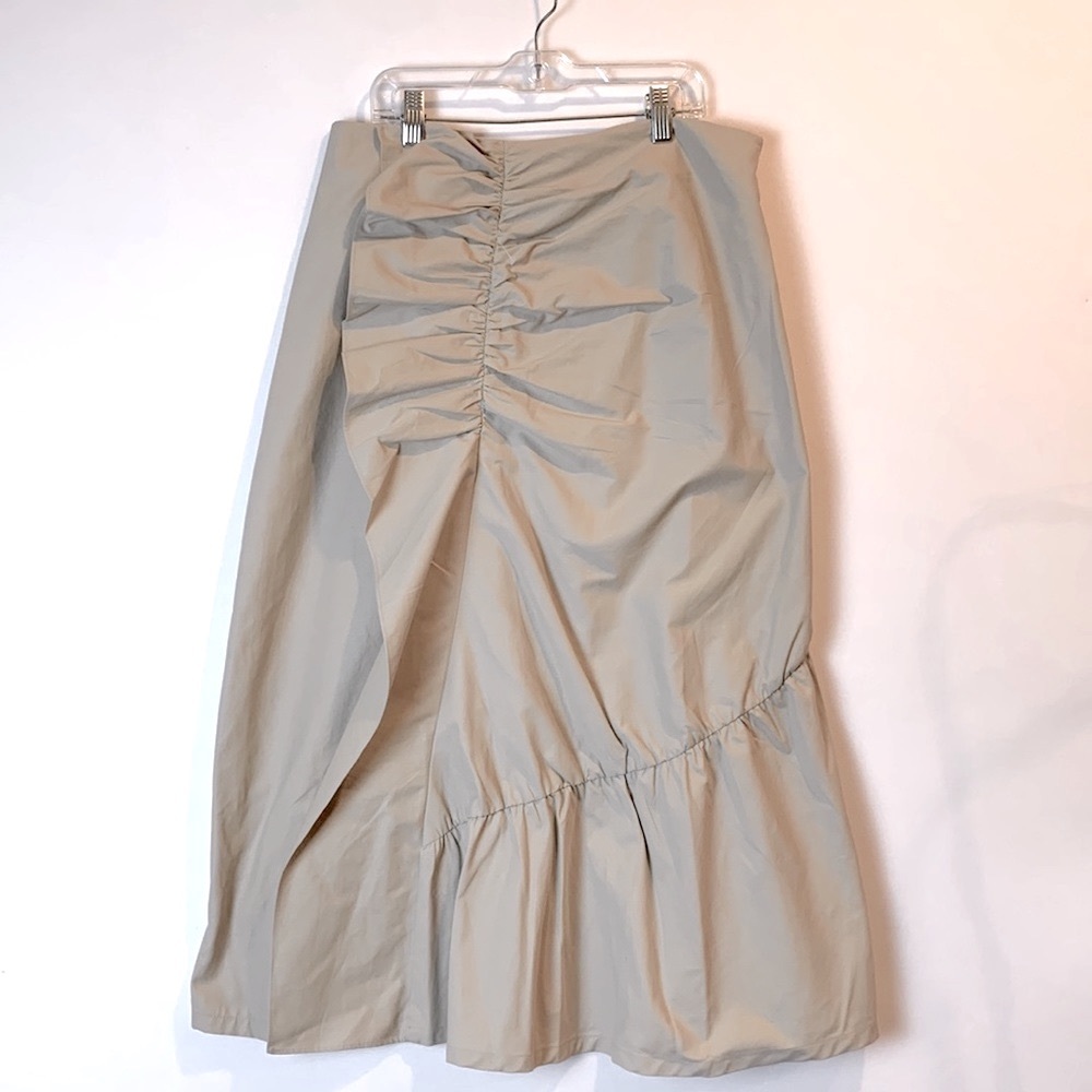 Halogen Ruffle Front Midi Skirt Tan Thread - Picture 3 of 6